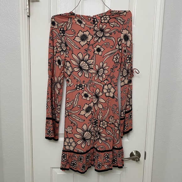 For Love and Lemons Pink Floral Deep Low Cut Mini Dress - Picture 2 of 3